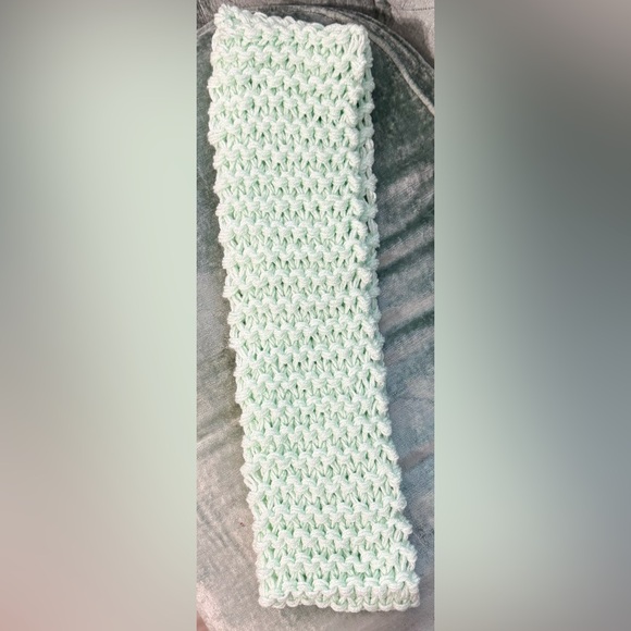 Hand Crafted Accessories - Handmade Hand Crafted Knit infinity scarf sparkly mint green